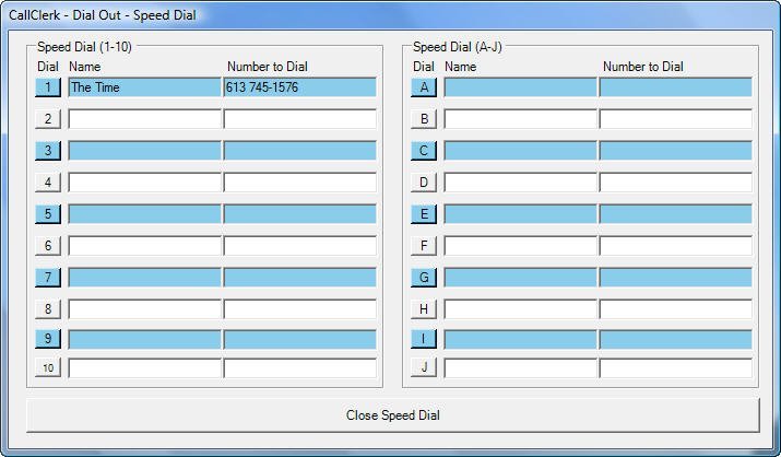 CallClerk - Speed Dial Window